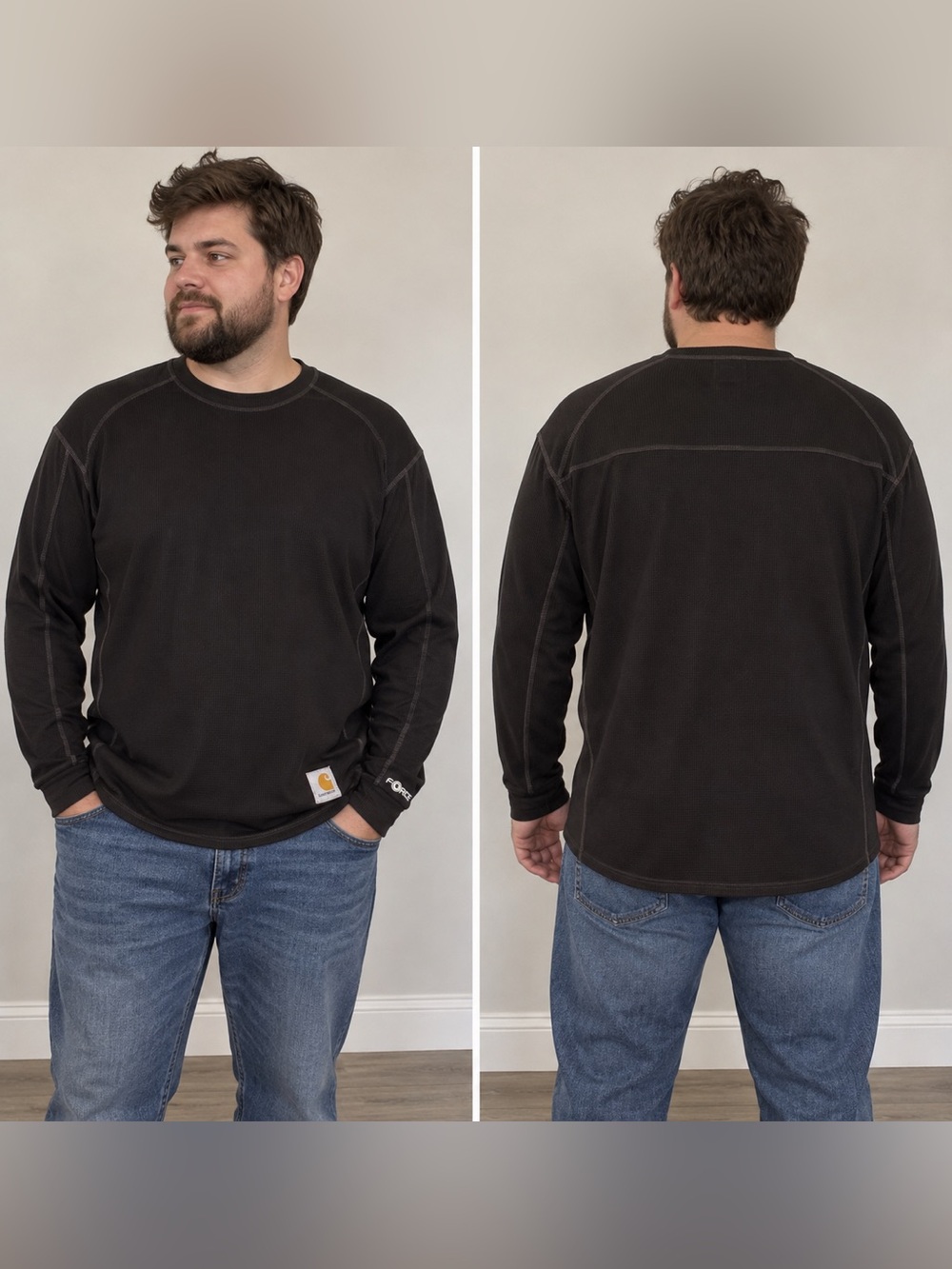 Carhartt Force Thermal Midweight Base Layer Crew Shirt XL Black